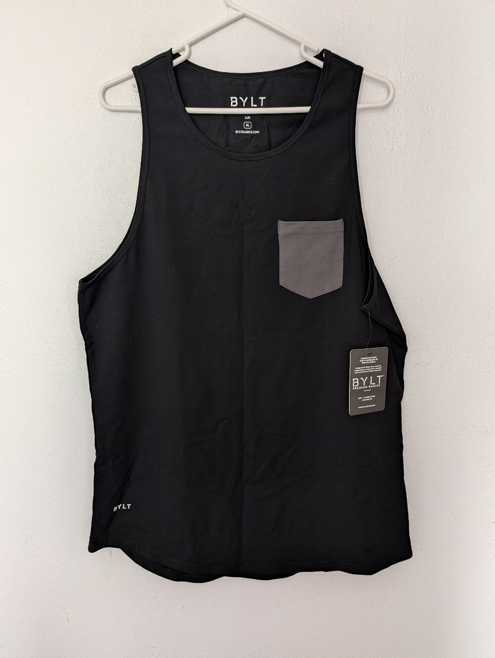 BYLT Tank Top Mens XL Drop Cut Pocket Lux New